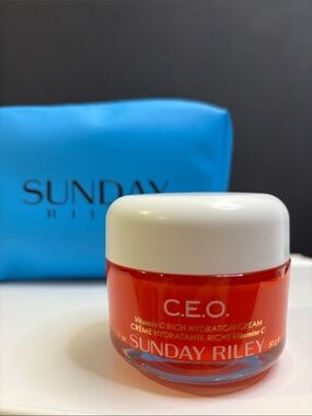 Sunday Riley C.E.O. Vitamin C Rich Hydration Cream & bag
